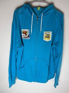Argentina FIFA World Cup 2010 Zip Hoodie Blue AFA Soccer Full Zip Jacket L